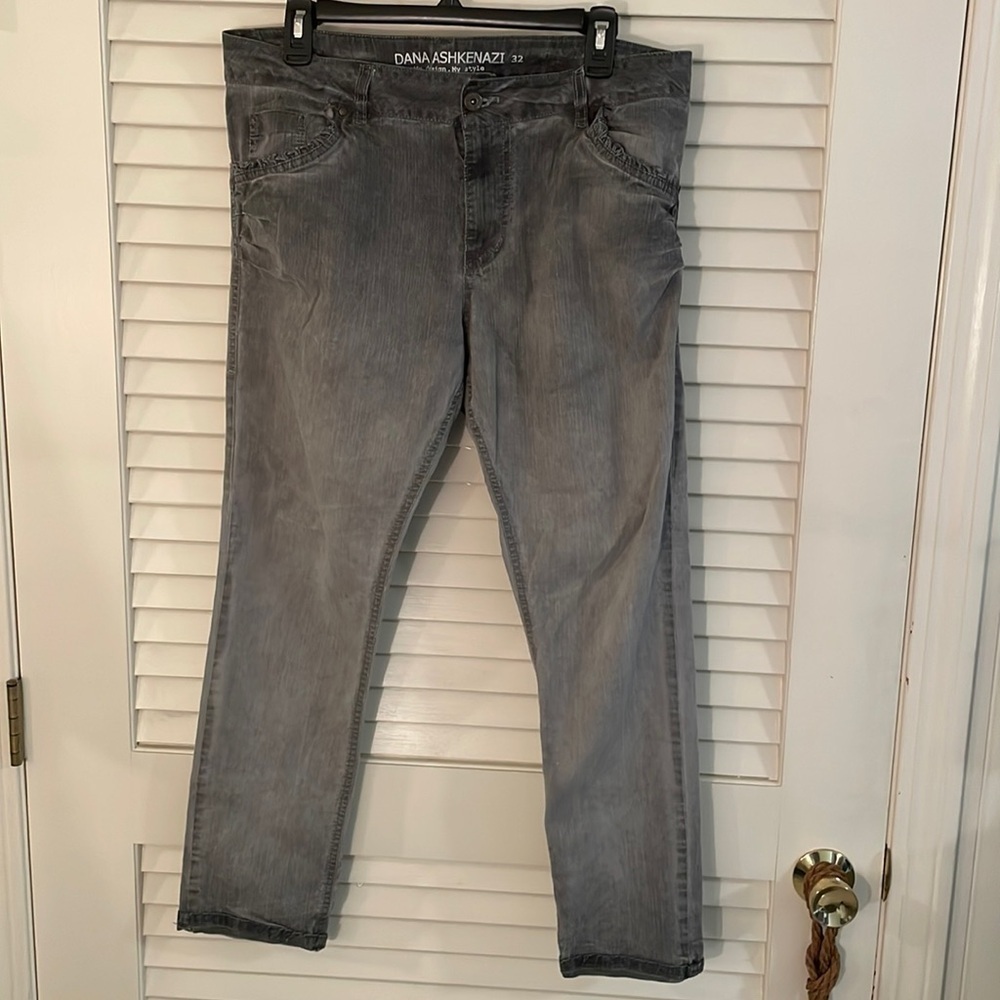 Dana Ashkenazi Gray Washed Ruffled Pocket Jeans